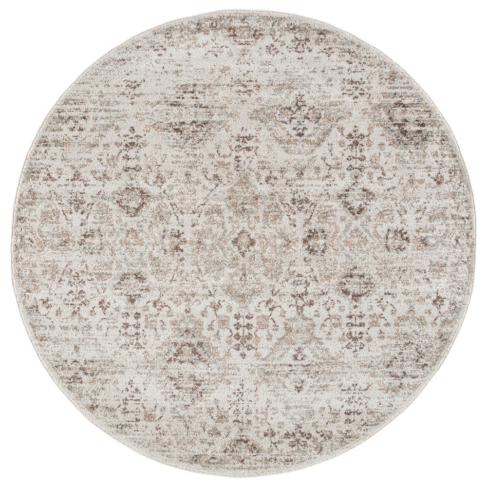Evoke Distressed Diamond Medallion Rug - Ivory / Silver - 6'-7" x 6'-7"