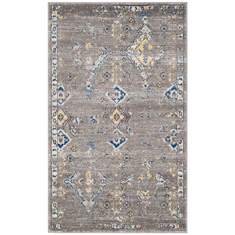 EVOKE, DARK GREY / YELLOW, 3' X 5', Area Rug