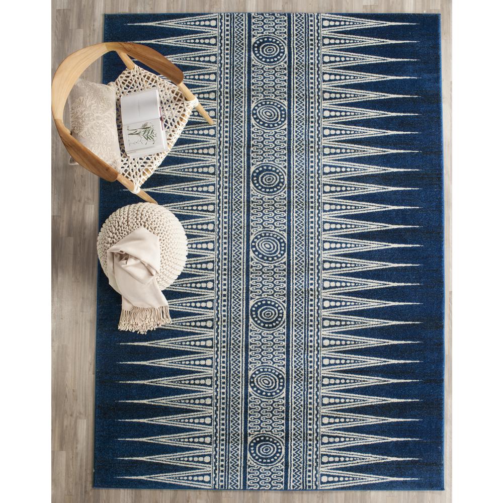 EVOKE, ROYAL / IVORY, 6'-7" X 9', Area Rug, EVK226A-6