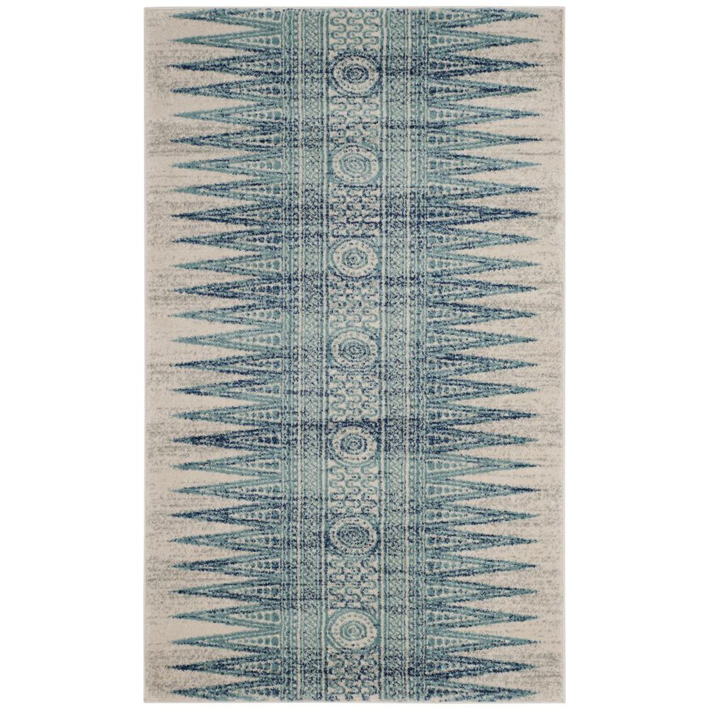 EVOKE, IVORY / TURQUOISE, 2'-2" X 4', Area Rug
