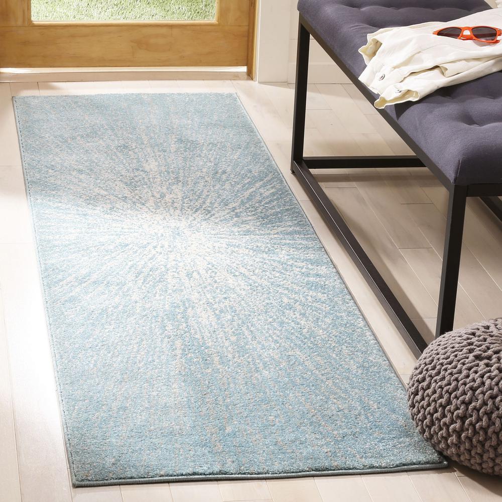 EVOKE, AQUA / IVORY, 2'-2" X 11', Area Rug