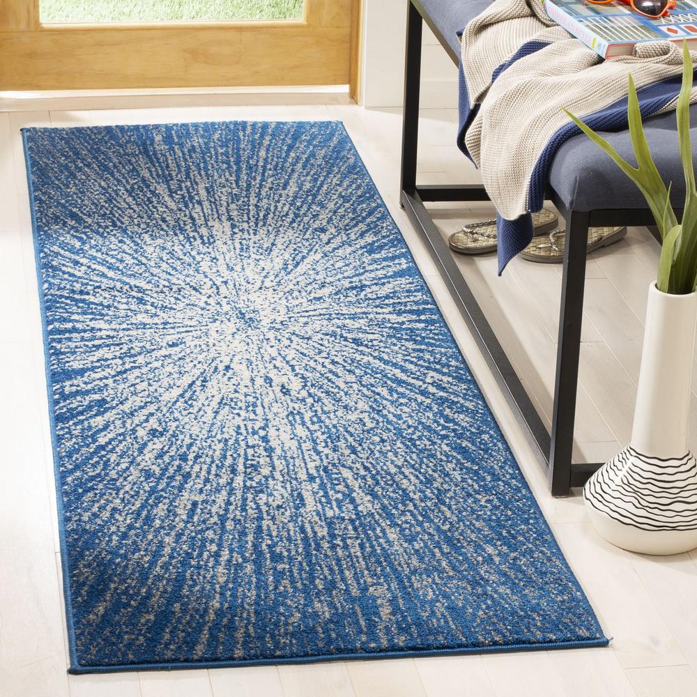 EVOKE, NAVY / IVORY, 2'-2" X 11', Area Rug, EVK228N-211