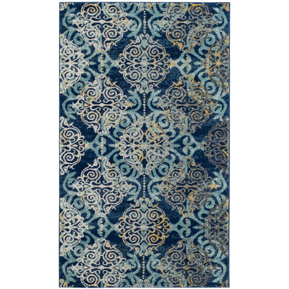 EVOKE, ROYAL / LIGHT BLUE, 2'-2" X 4', Area Rug