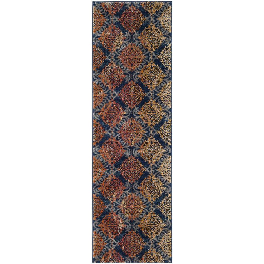 EVOKE, BLUE / ORANGE, 2'-2" X 7', Area Rug, EVK230S-27