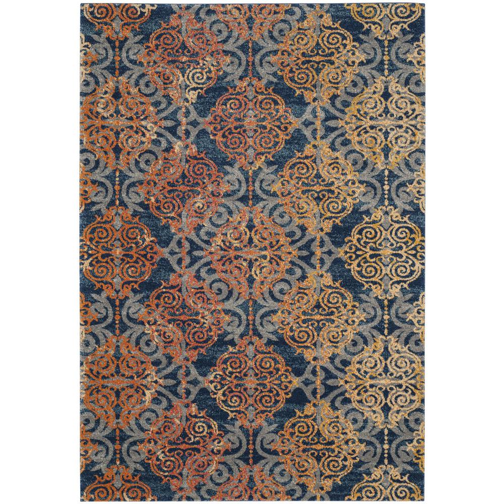 EVOKE, BLUE / ORANGE, 4' X 6', Area Rug, EVK230S-4