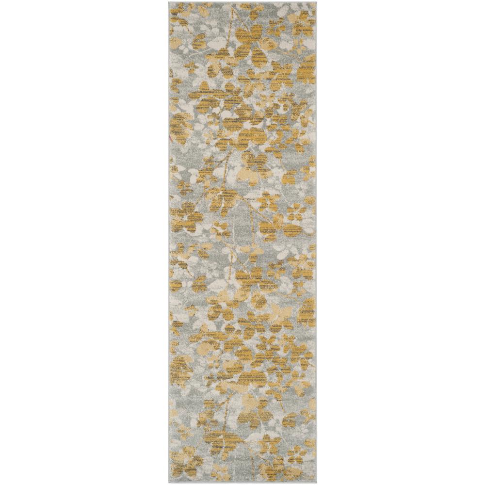 EVOKE, GREY / GOLD, 2'-2" X 11', Area Rug, EVK236P-211