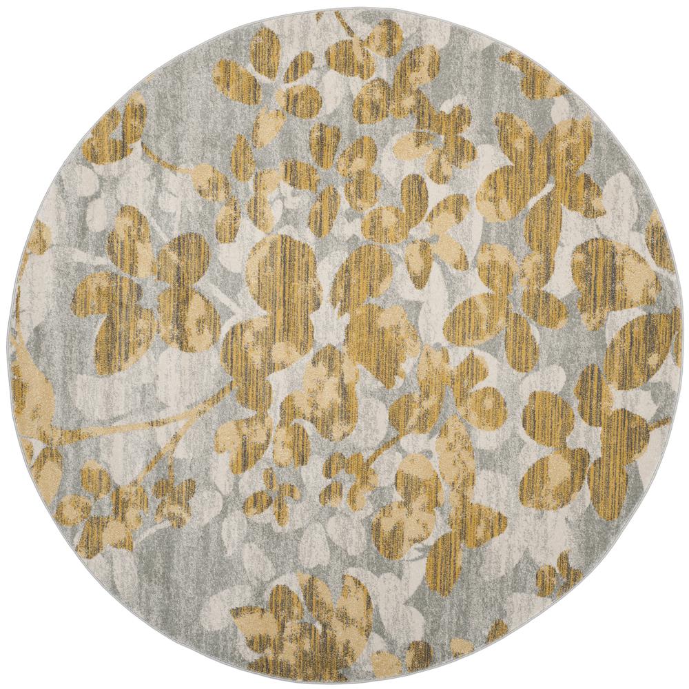 EVOKE, GREY / GOLD, 6'-7" X 6'-7" Round, Area Rug, EVK236P-7R