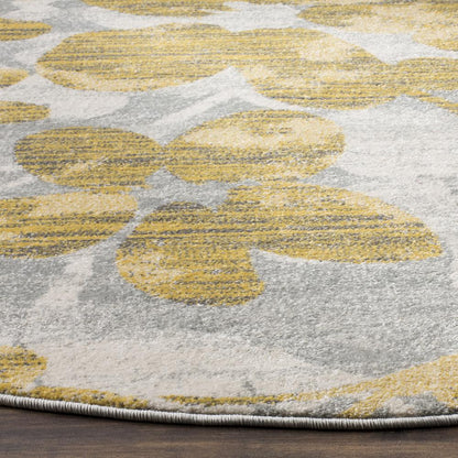 EVOKE, GREY / GOLD, 6'-7" X 6'-7" Round, Area Rug, EVK236P-7R