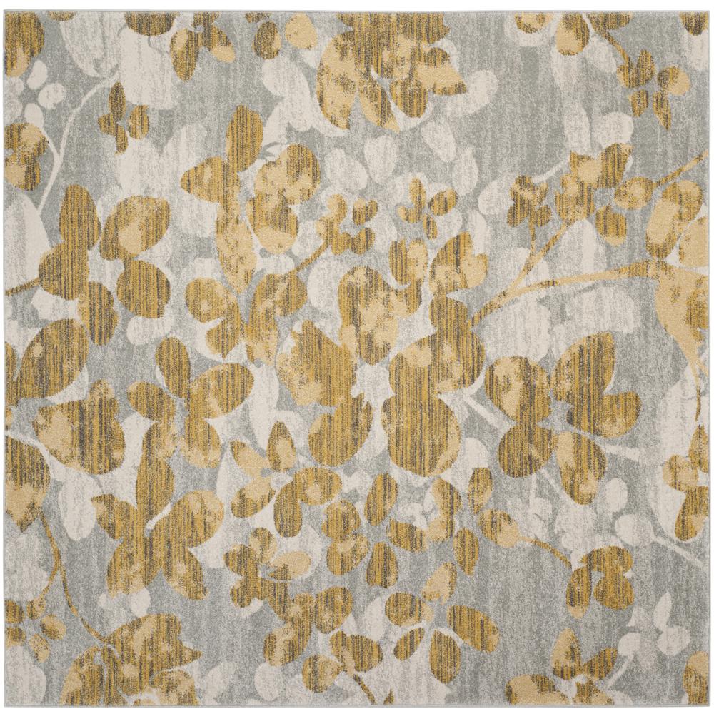 EVOKE, GREY / GOLD, 6'-7" X 6'-7" Square, Area Rug, EVK236P-7SQ