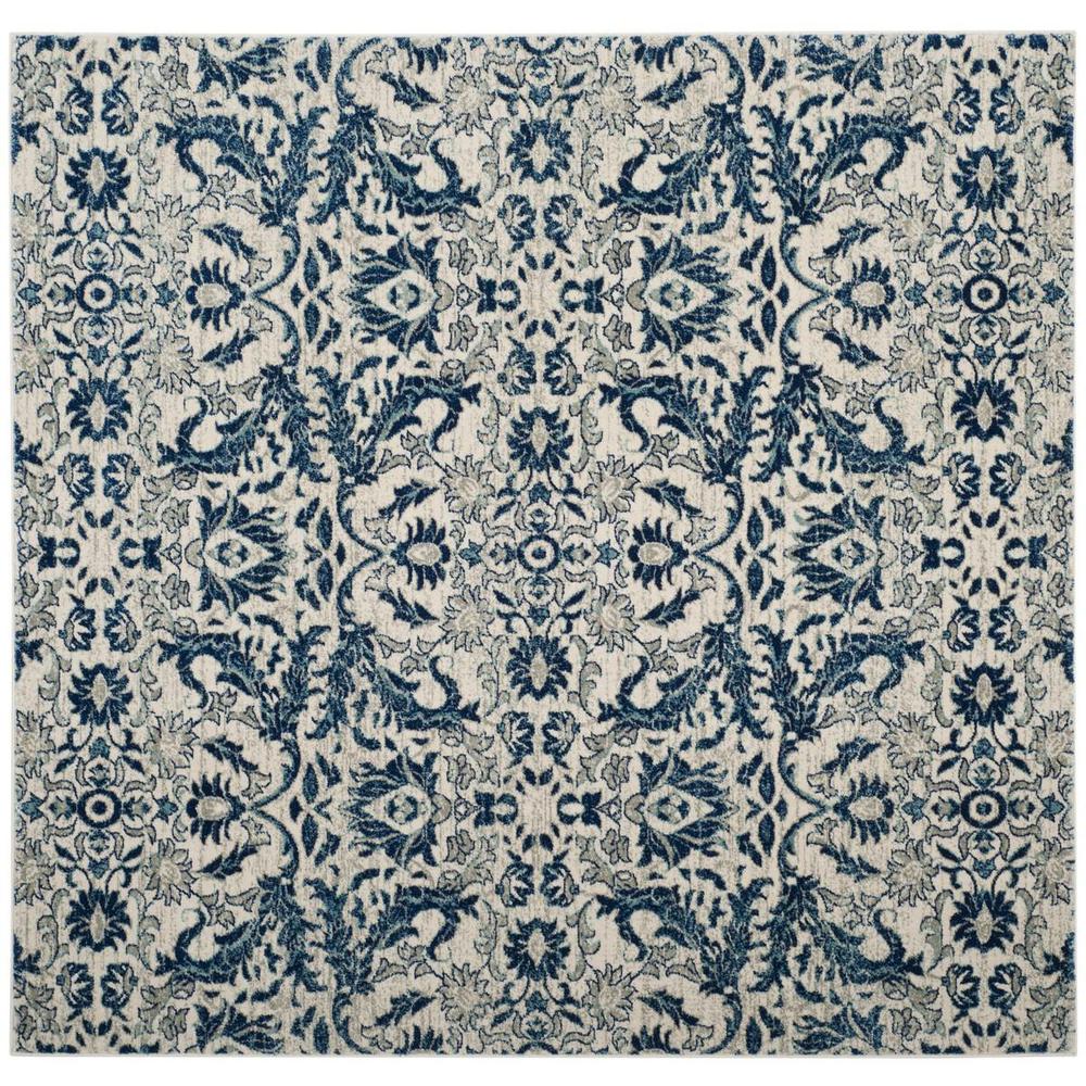 EVOKE, IVORY / BLUE, 6'-7" X 6'-7" Square, Area Rug, EVK238C-7SQ