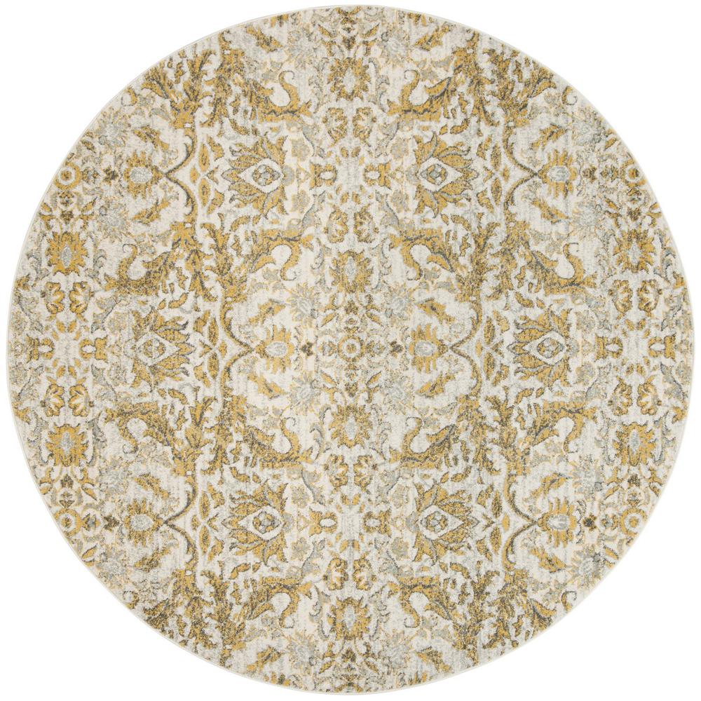 EVOKE, IVORY / GOLD, 6'-7" X 6'-7" Round, Area Rug, EVK238S-7R