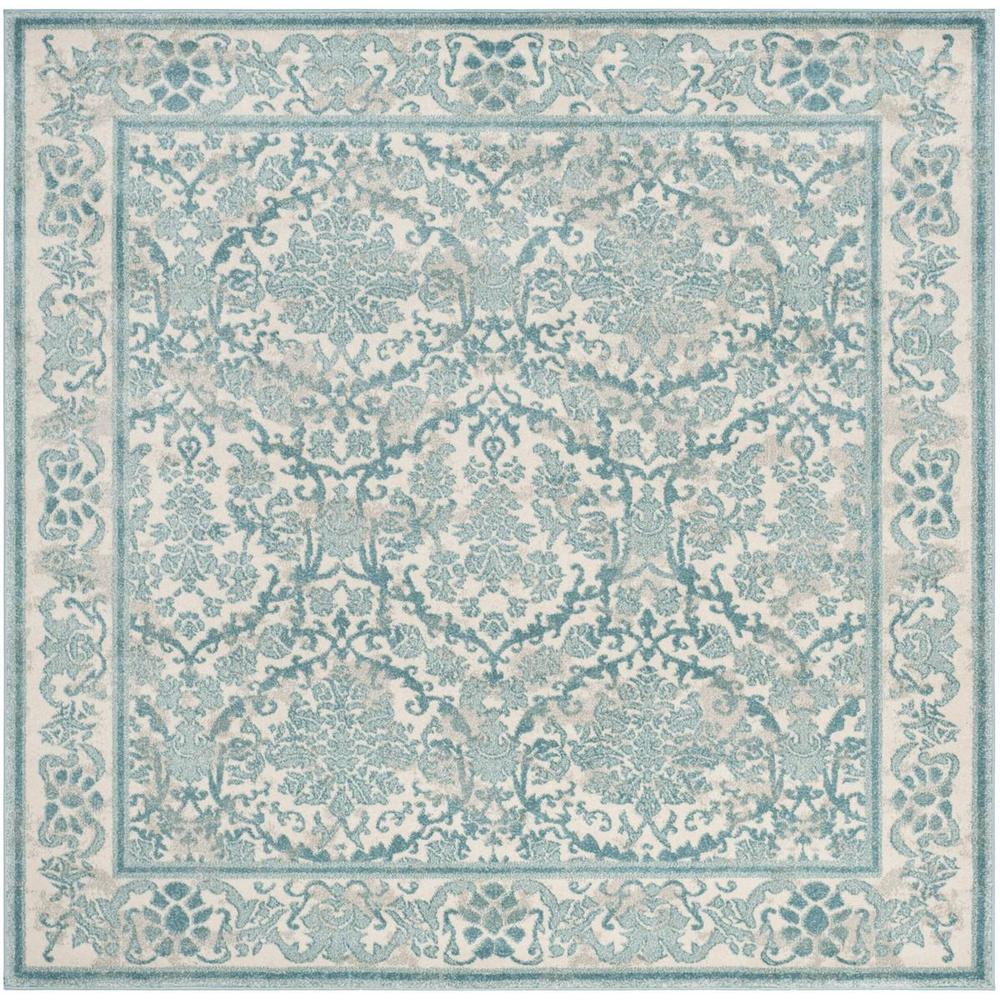 EVOKE, IVORY / LIGHT BLUE, 6'-7" X 6'-7" Square, Area Rug, EVK242C-7SQ