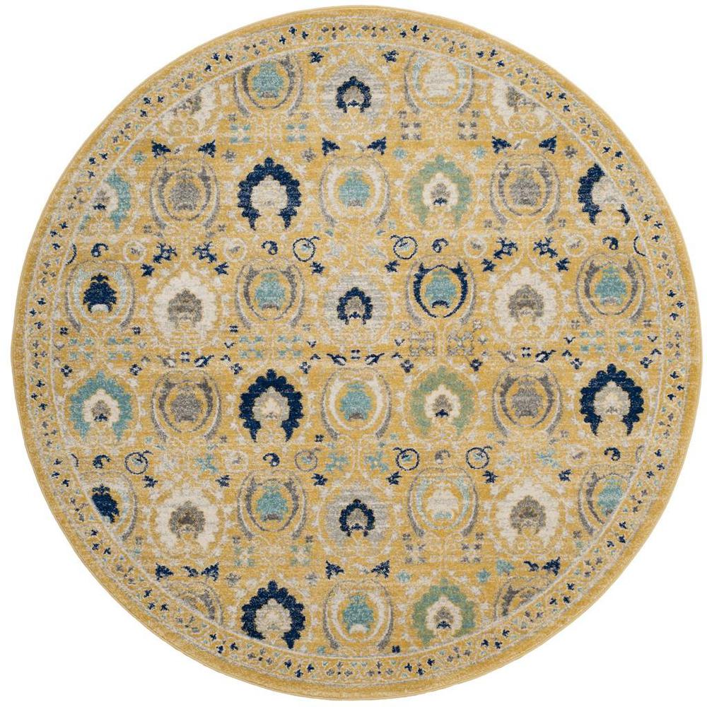 EVOKE, GOLD / IVORY, 6'-7" X 6'-7" Round, Area Rug, EVK251B-7R