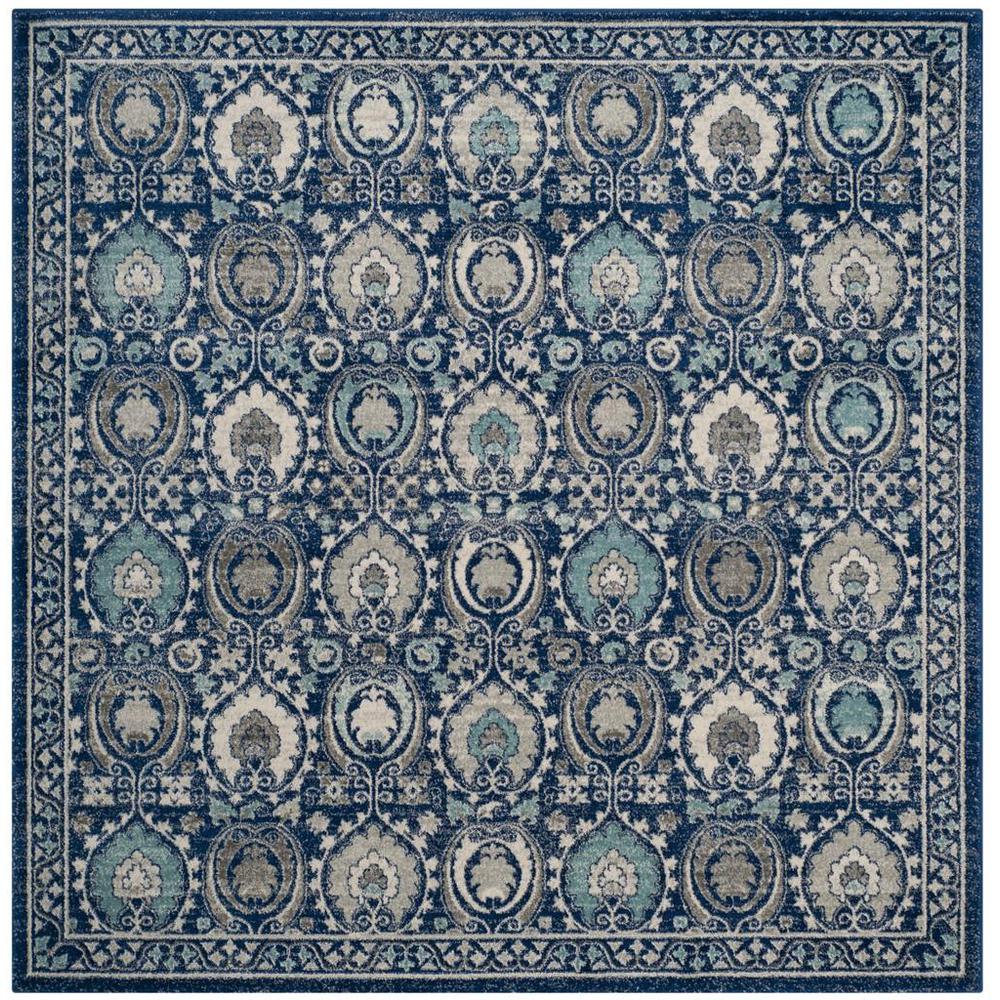 EVOKE, BLUE / IVORY, 6'-7" X 6'-7" Square, Area Rug, EVK251C-7SQ