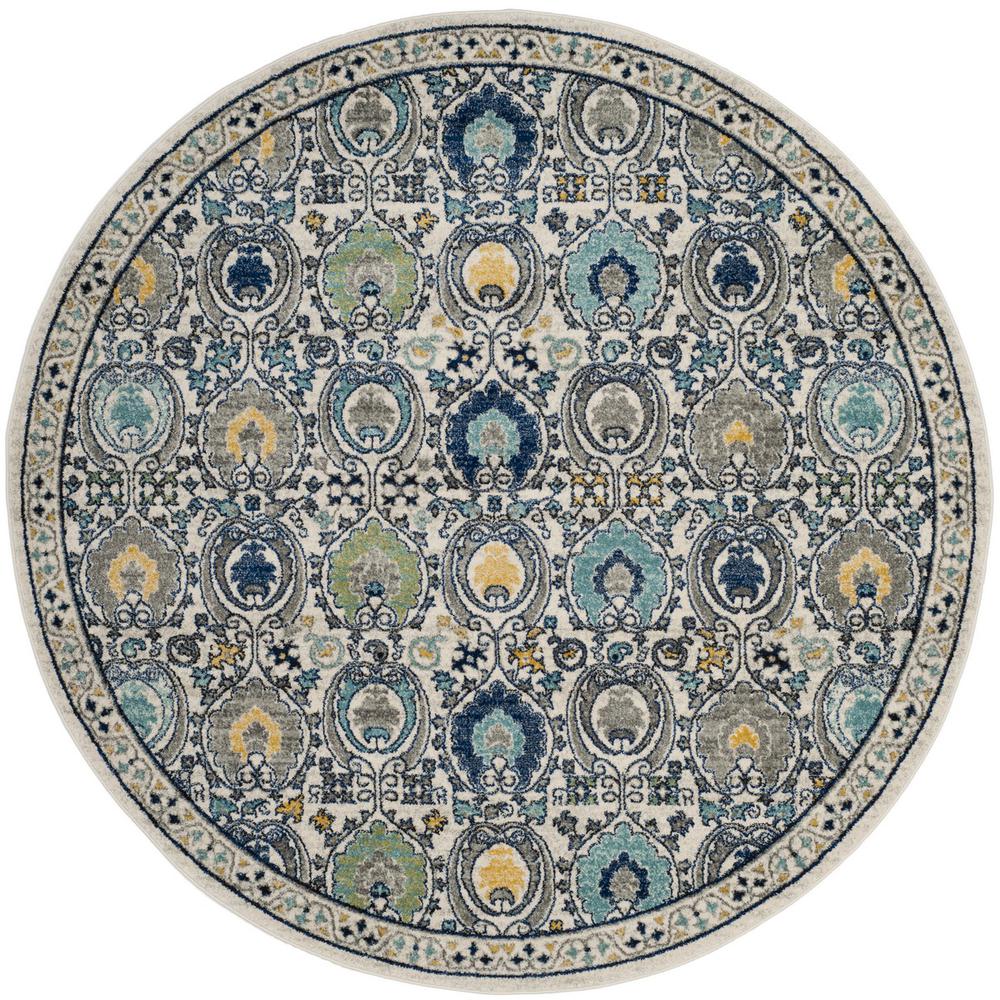 EVOKE, IVORY / GREY, 6'-7" X 6'-7" Round, Area Rug, EVK251D-7R