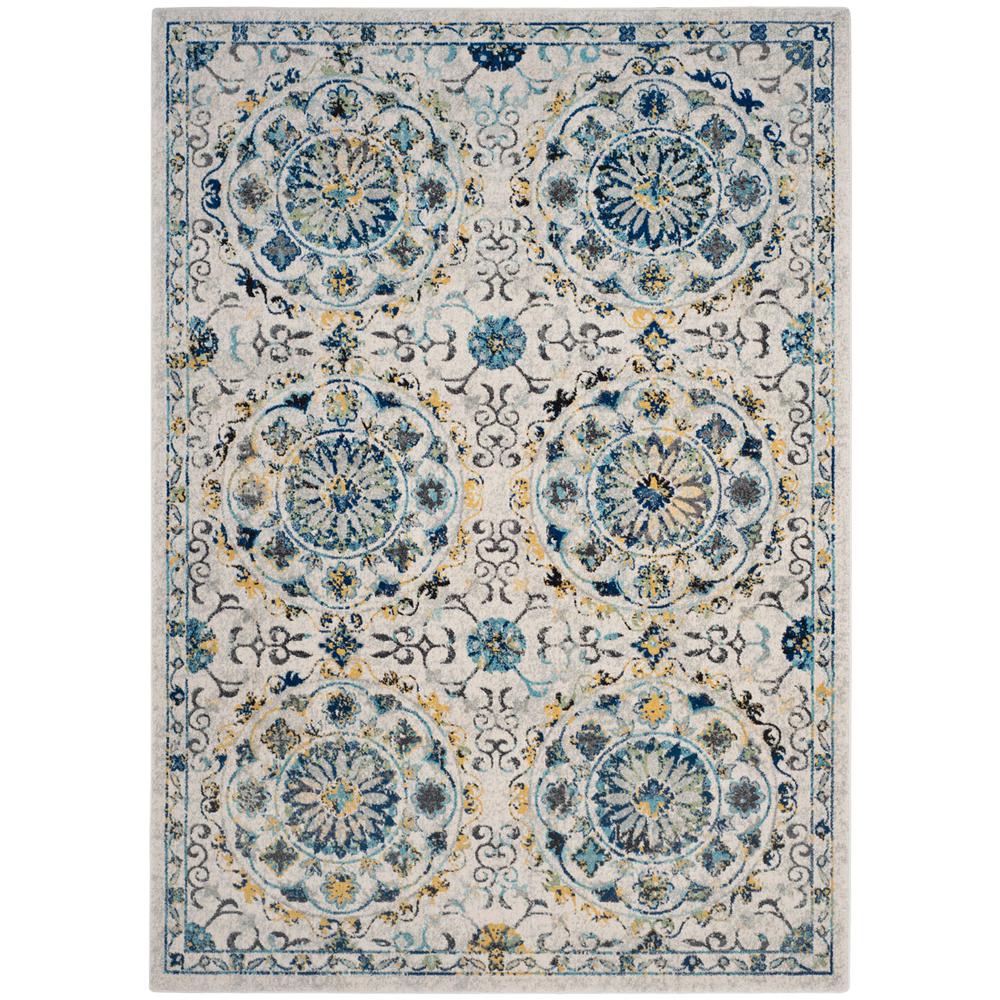 EVOKE, IVORY / BLUE, 6'-7" X 9', Area Rug, EVK252C-6