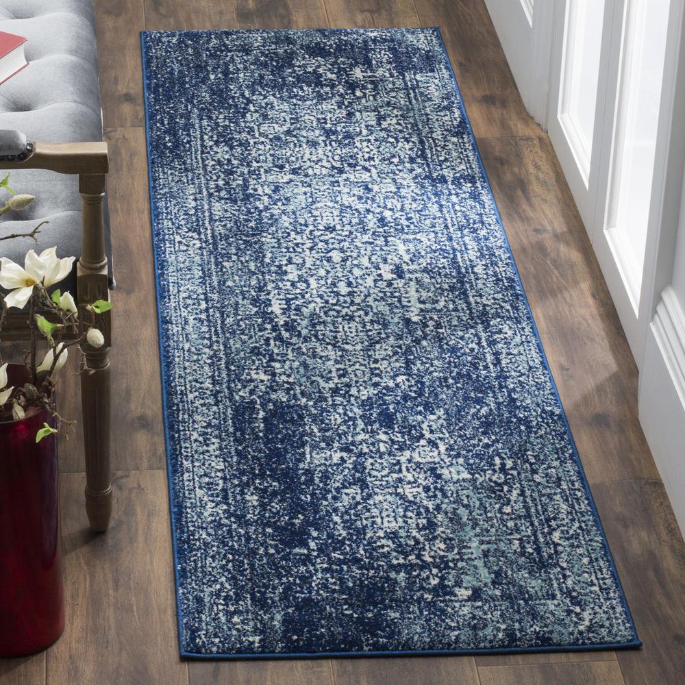 EVOKE, NAVY / IVORY, 2'-2" X 11', Area Rug, EVK256A-211