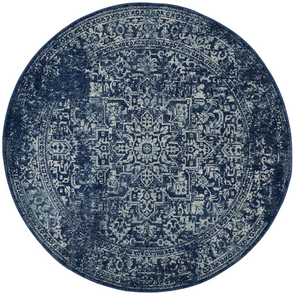 EVOKE, NAVY / IVORY, 6'-7" X 6'-7" Round, Area Rug, EVK256A-7R