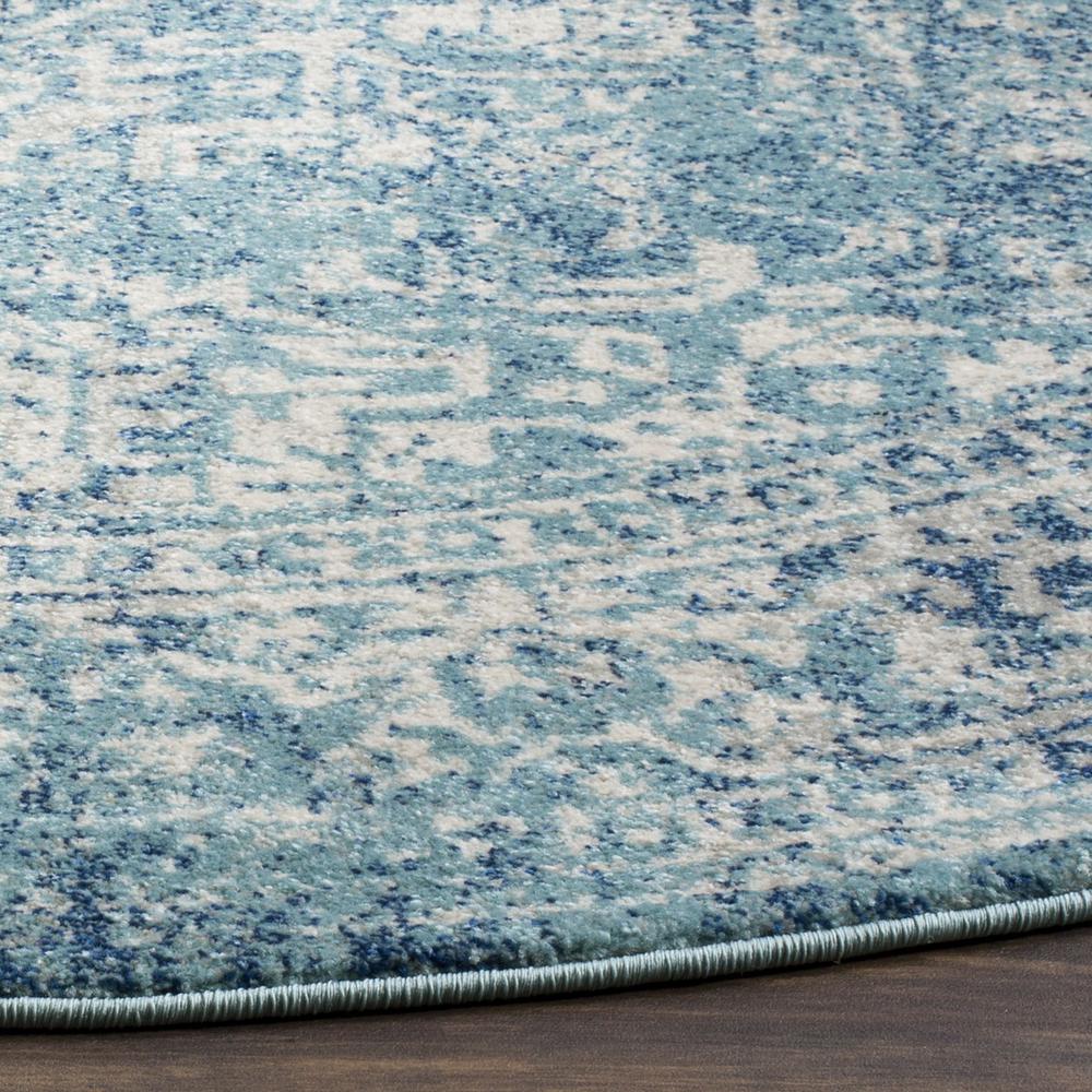 EVOKE, BLUE / IVORY, 5'-1" X 5'-1" Round, Area Rug