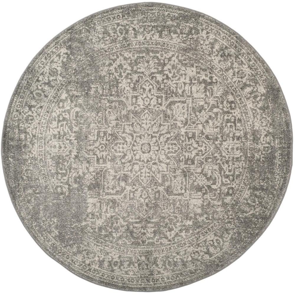 EVOKE, SILVER / IVORY, 6'-7" X 6'-7" Round, Area Rug, EVK256S-7R