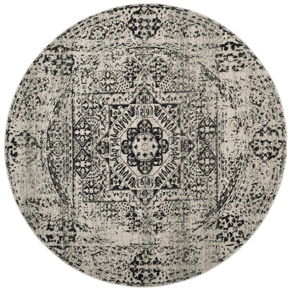 EVOKE, IVORY / BLACK, 6'-7" X 6'-7" Round, Area Rug