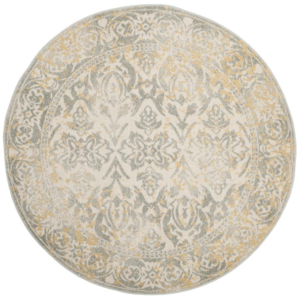 EVOKE, IVORY / GREY, 5'-1" X 5'-1" Round, Area Rug, EVK264D-5R