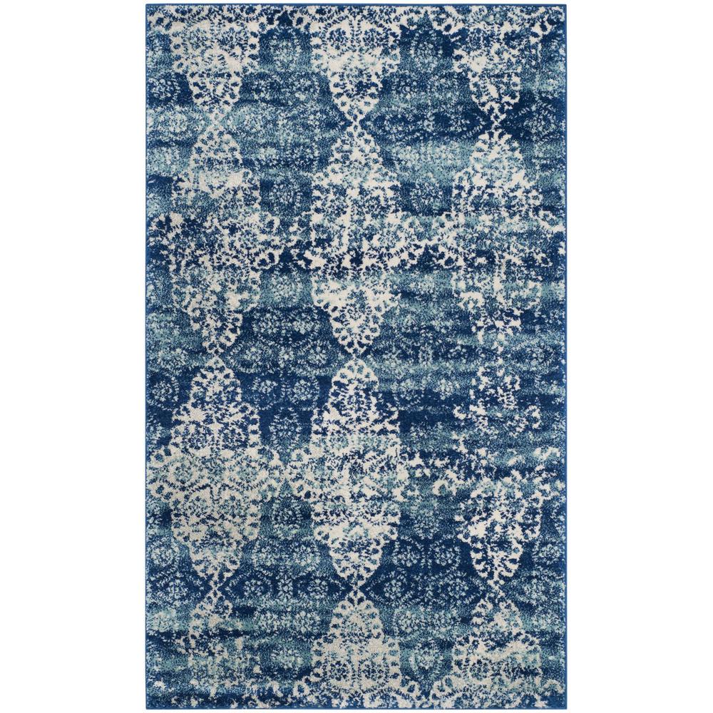 EVOKE, ROYAL / IVORY, 3' X 5', Area Rug, EVK266F-3