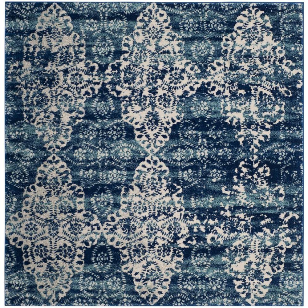 EVOKE, ROYAL / IVORY, 5'-1" X 5'-1" Square, Area Rug, EVK266F-5SQ