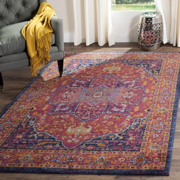 EVOKE, FUCHSIA / ORANGE, 5'-1" X 5'-1" Square, Area Rug