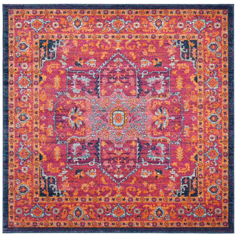 EVOKE, FUCHSIA / ORANGE, 5'-1" X 5'-1" Square, Area Rug