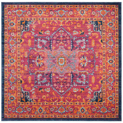 EVOKE, FUCHSIA / ORANGE, 5'-1" X 5'-1" Square, Area Rug