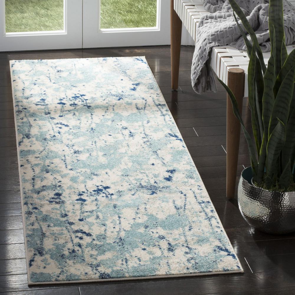 EVOKE, IVORY / BLUE, 2'-2" X 7', Area Rug, EVK284M-27