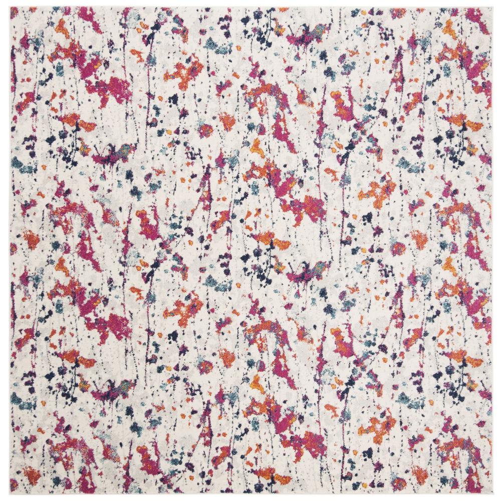 EVOKE, IVORY / RED, 6'-7" X 6'-7" Square, Area Rug