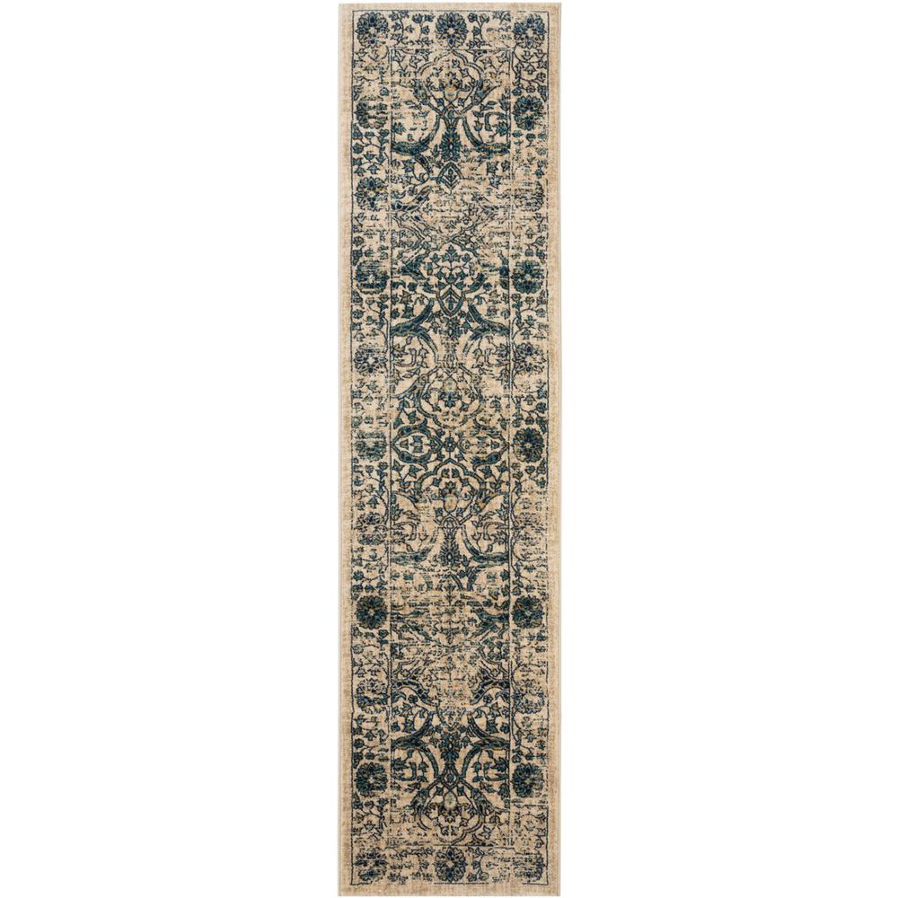 EVOKE, BEIGE / BLUE, 2' X 10', Area Rug
