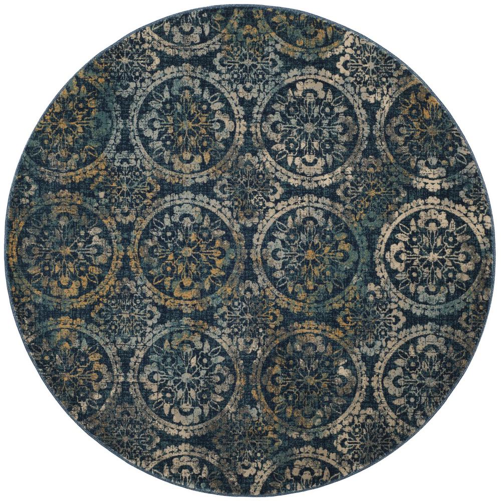 EVOKE, NAVY / CREME, 6'-7" X 6'-7" Round, Area Rug