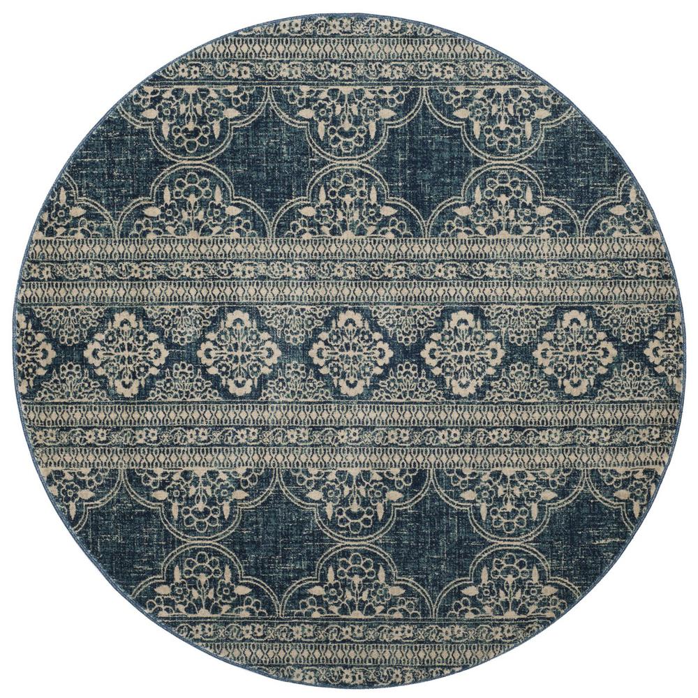 EVOKE, ROYAL / IVORY, 6'-7" X 6'-7" Round, Area Rug, EVK520D-7R