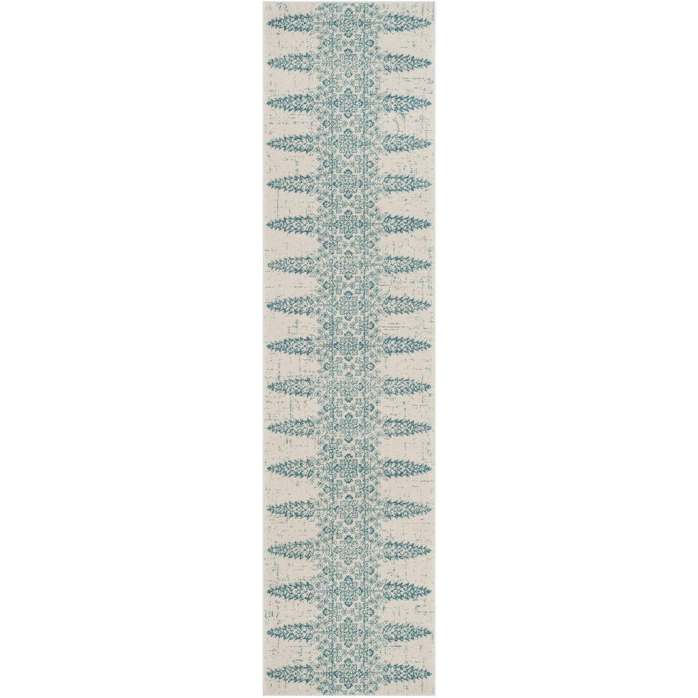 EVOKE, IVORY / TEAL, 2' X 8', Area Rug