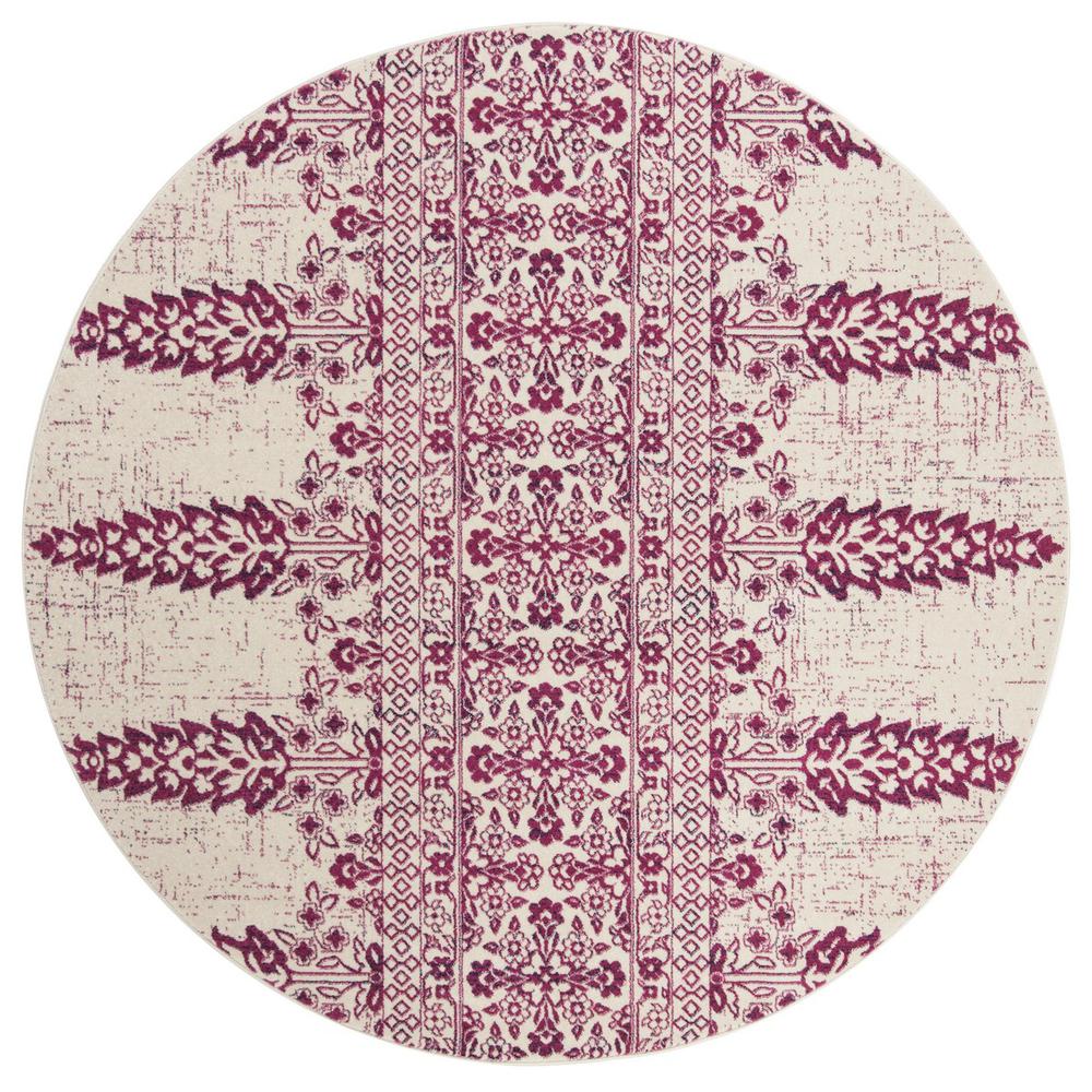 EVOKE, IVORY / FUCHSIA, 6'-7" X 6'-7" Round, Area Rug