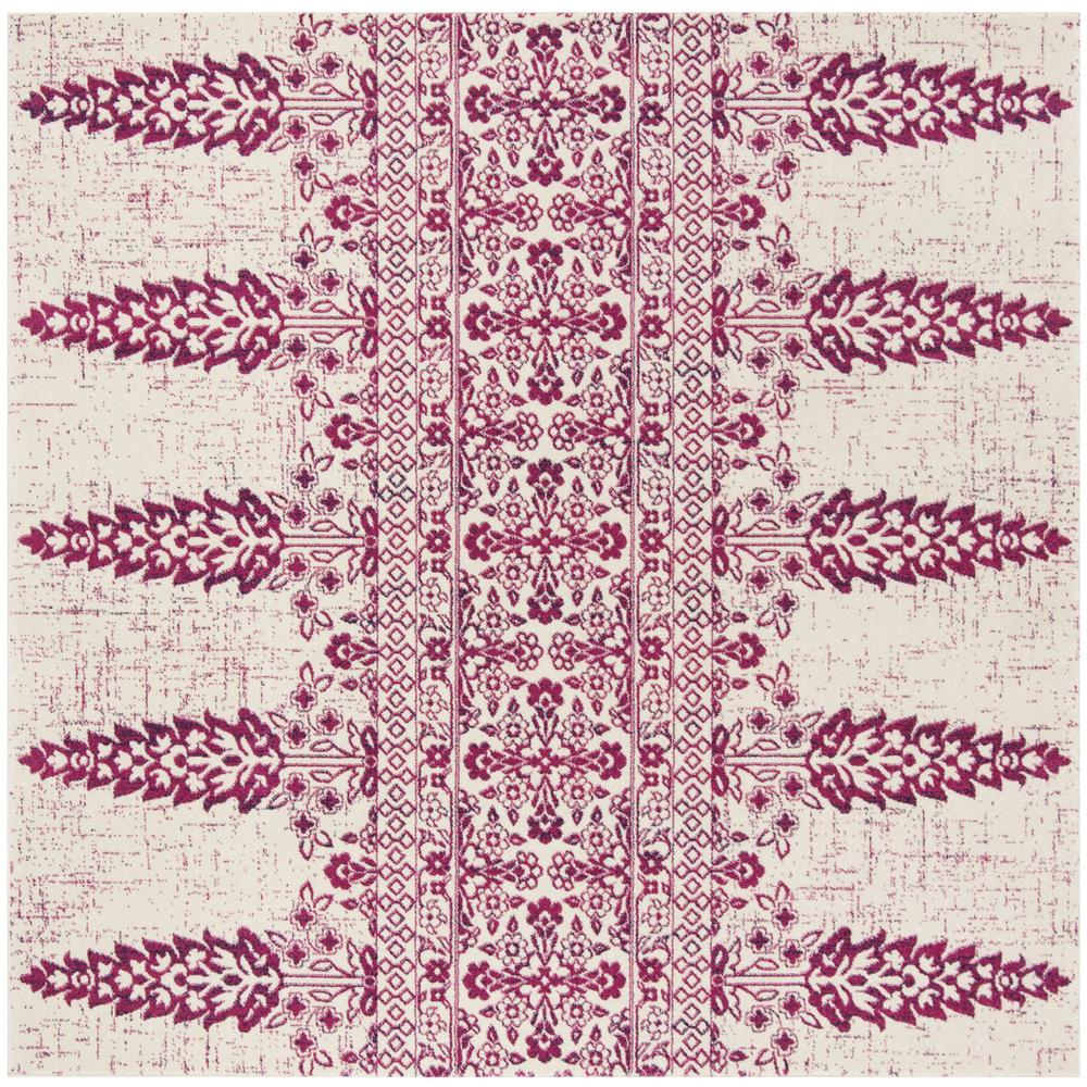 EVOKE, IVORY / FUCHSIA, 6'-7" X 6'-7" Square, Area Rug