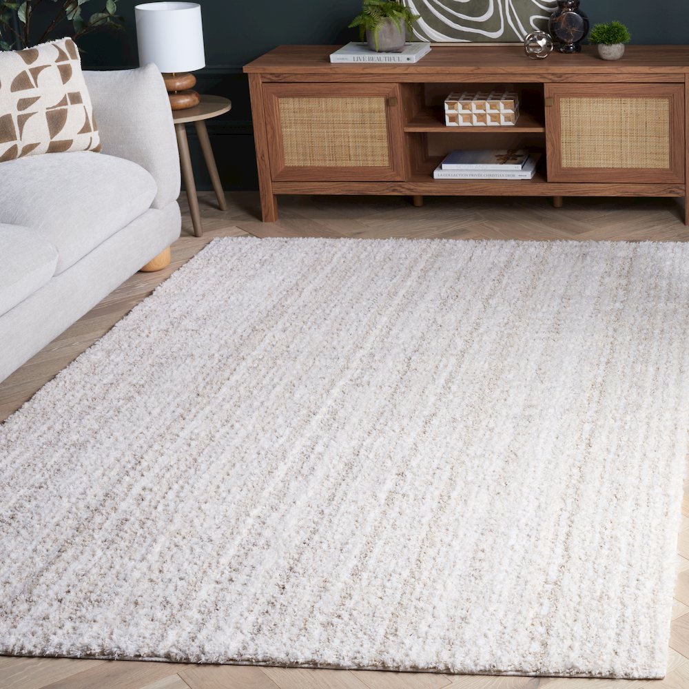 Everett Striated Shag Rug - Ivory / Beige - 5'-3" x 7'-0"