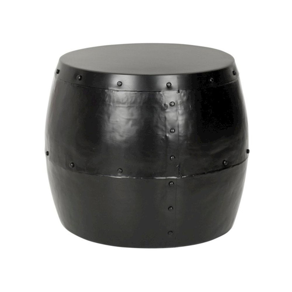 Home Collection Hogan Silver Iron Drum Stool, Black