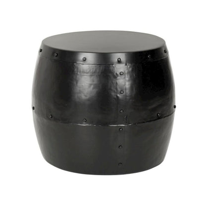 Home Collection Hogan Silver Iron Drum Stool, Black