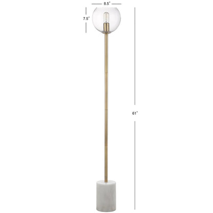 Bradley Floor Lamp, White/Brass Gold