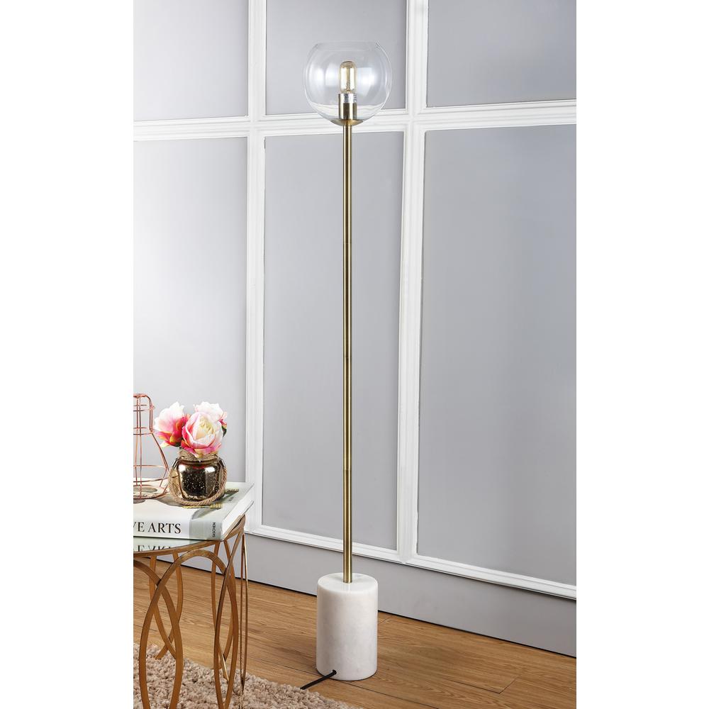 Bradley Floor Lamp, White/Brass Gold