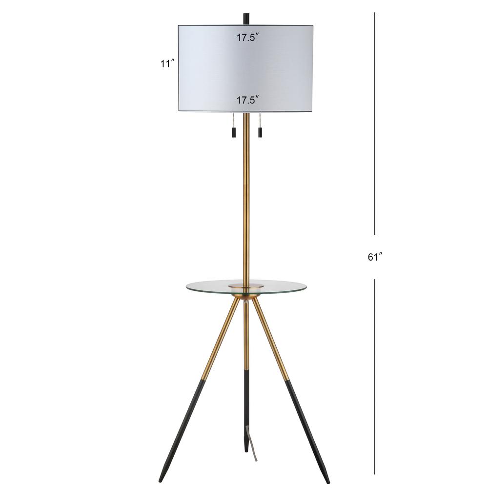 Morrison Floor Lamp Side Table, Brass Gold/Black