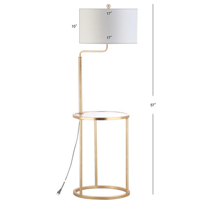 Crispin Floor Lamp Side Table, Gold Leaf