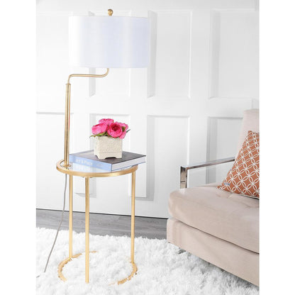 Crispin Floor Lamp Side Table, Gold Leaf