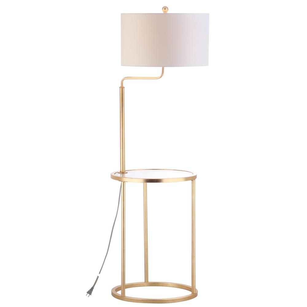 Crispin Floor Lamp Side Table, Gold Leaf