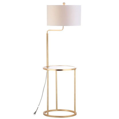 Crispin Floor Lamp Side Table, Gold Leaf