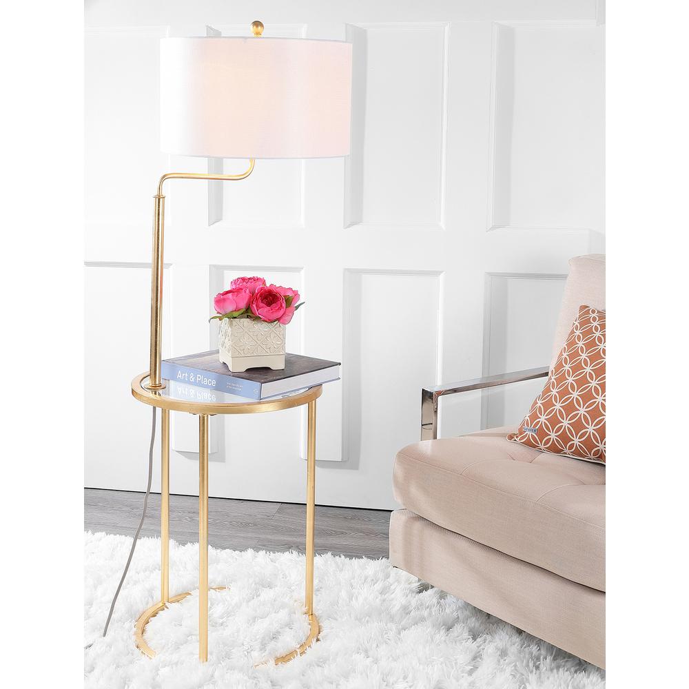 Crispin Floor Lamp Side Table, Gold Leaf